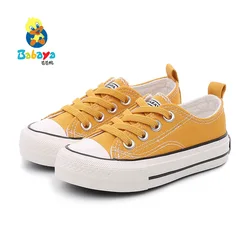 C7100 HUANQIU, новая парусиновая Детская Обувь На Шнуровке Для девочек и мальчиков, для школьной прогулки