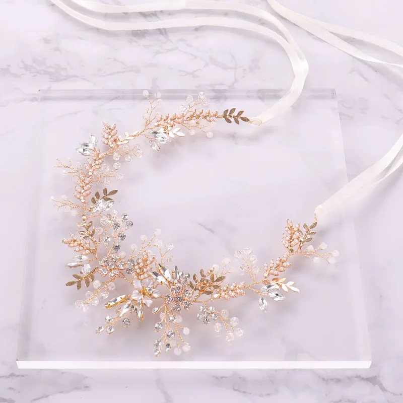 Лидер продаж, сплав HSS6117, аксессуары для волос золотого цвета с цветами, Женские Ювелирные украшения для невесты, листья из сплава, свадебные аксессуары для волос