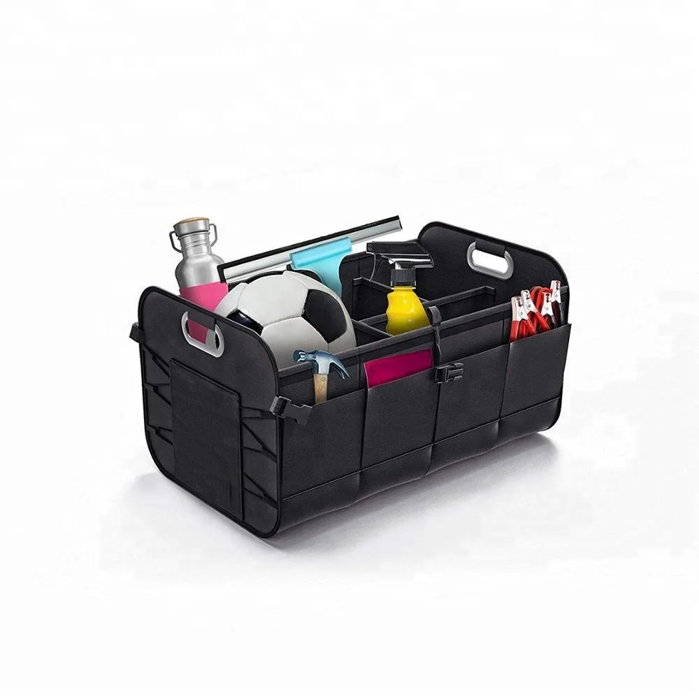 Premium Multi Compartments Collapsible Portable Large Auto SUV Trunk Storage Organizer Car
