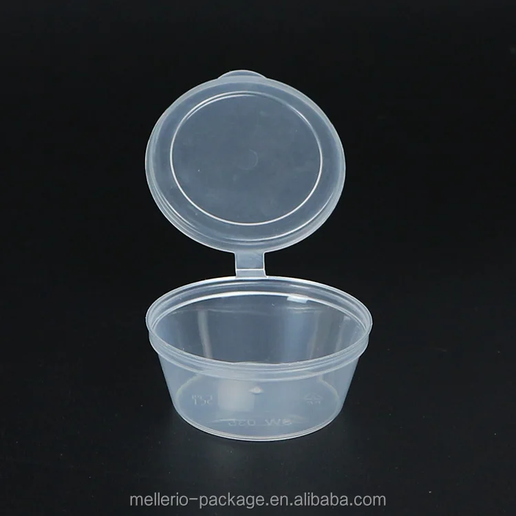 1 унция PP прозрачная чашка для соуса с откидной крышкой
