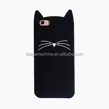 Lovely Ear Cat Beard Silica Gel Phone Case For iphone 7 8 Plus Back Full Cover Case For iphone 5 5s se 6 s Fitted Cover tpu Case