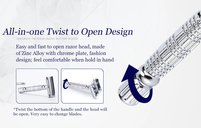 Open Bladed Razor Twin-bladed Double Edge Safety Razor Shaver Classic Men's Twist ...