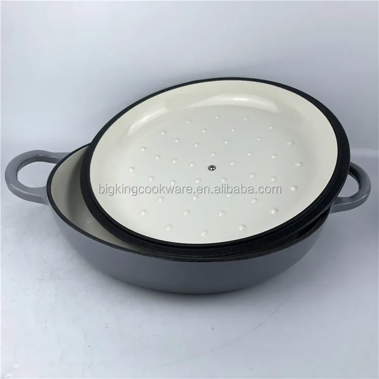 Эмалированная чугунная посуда 30 см неглубокая кастрюля для тушения