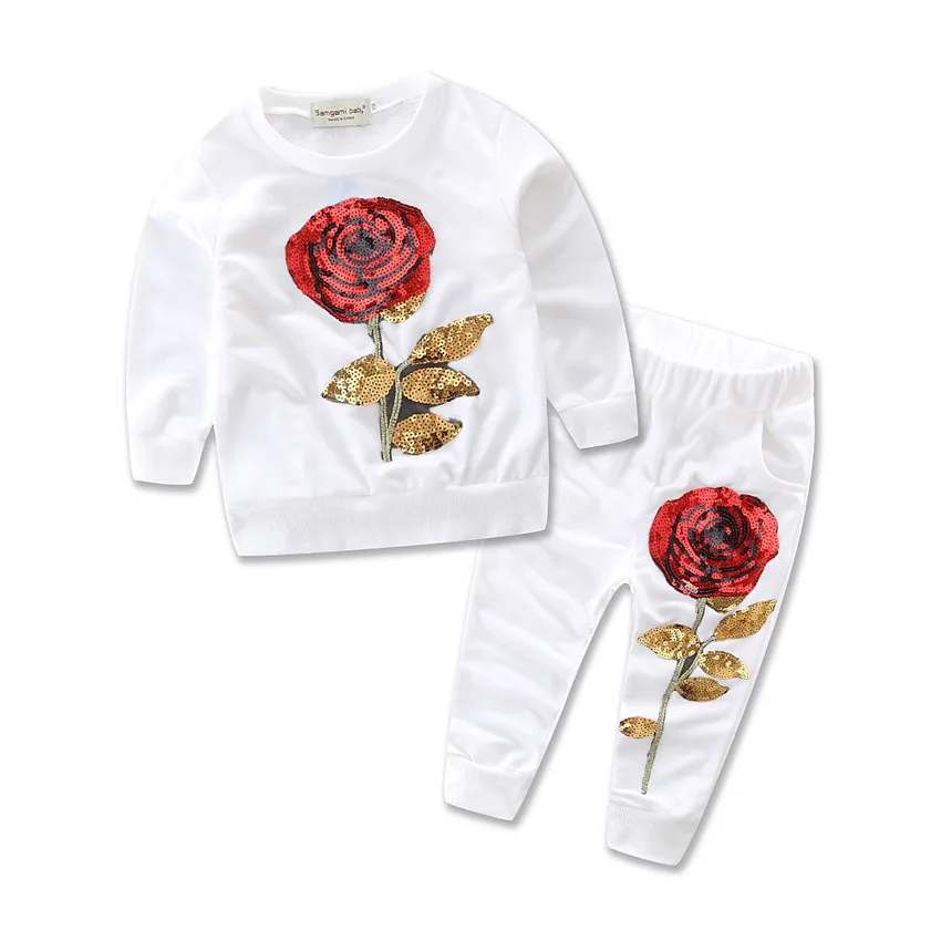 Pants 2pcs Autumn Fashion Baby Girl Clothes Cotton Long Sleeve Flowery Jacket 