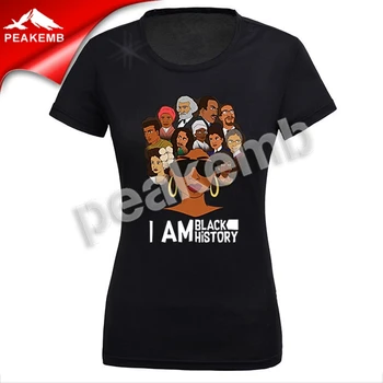 Customized 100% cotton printed logo I am Black History simple women's O-neck T-shirt