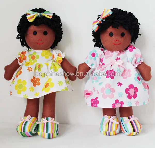 Life Size Handmade Kids Plush Soft Toy African Girl Doll Wholesale Cheap  Cute Stuffed Plush Rag Cloth Black Doll