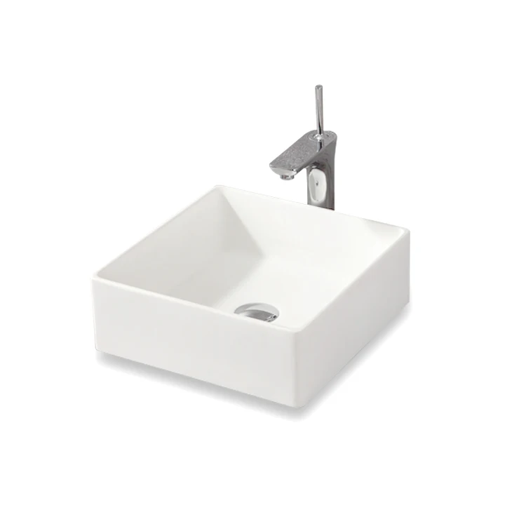 Bathroom Washbasin Simple Black and White Matte Ceramic Wash Basin Small Size Square Bathroom Above Counter Basin Wash Basin Sink Basin with Faucet
