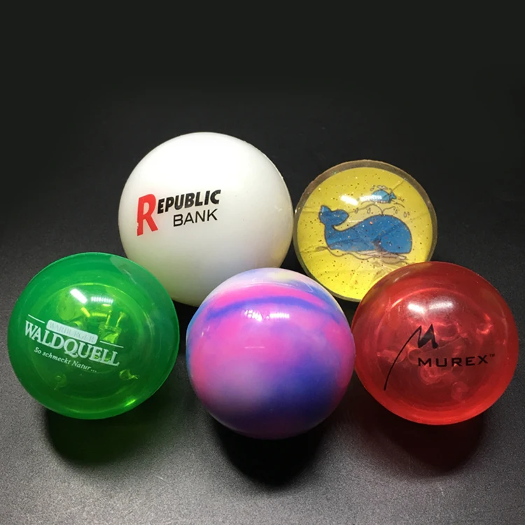 Customized Printed Led Bouncy Ball Kids Toys Mini Led Rubber Bouncy Balls With Flashing Light
