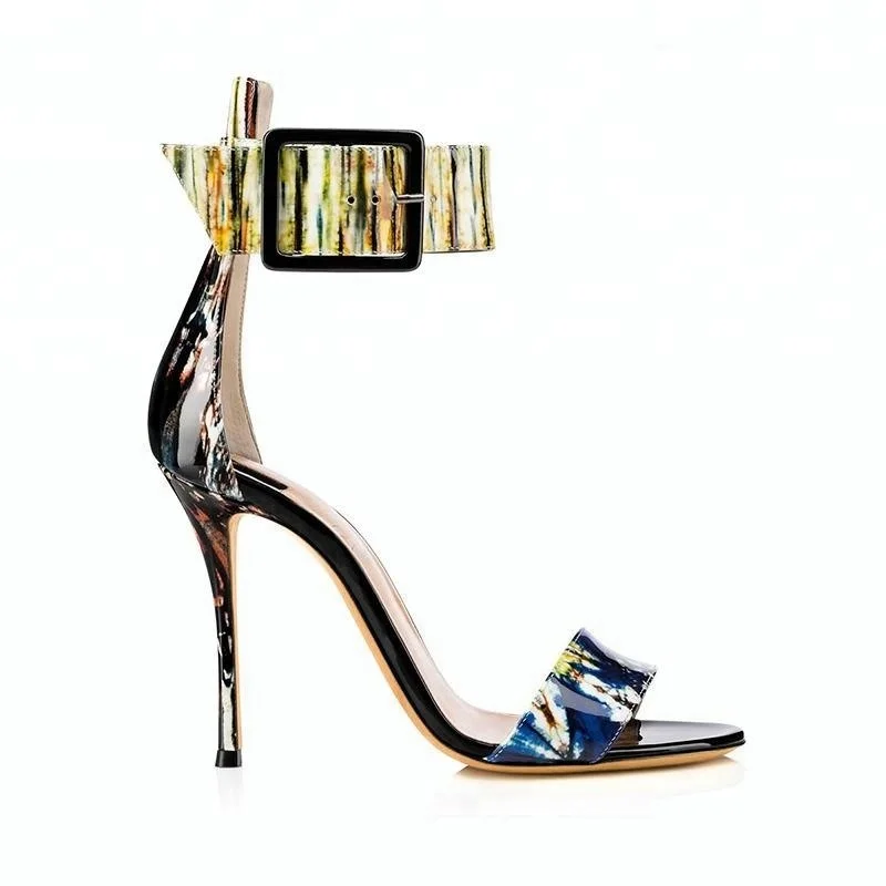 Для женщин зимний и осенний женский свитер Стильный Красочные Рим туфли гладиатор с открытым носом застежкой; Обувь на массивном вечерние босоножки высоком