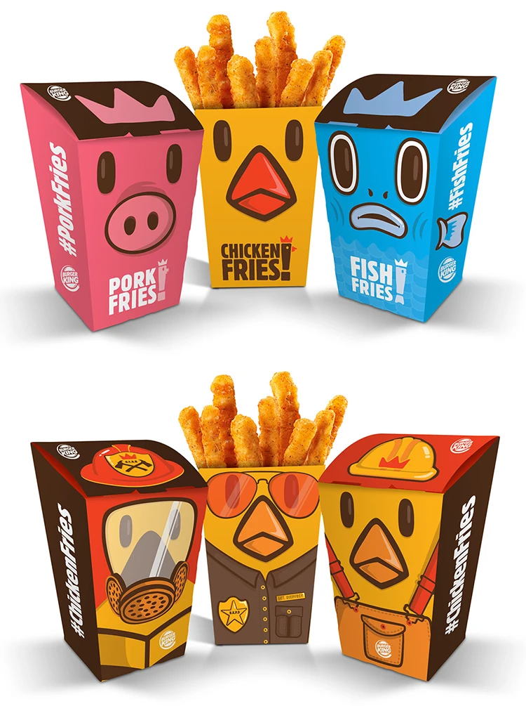 Fries Packaging. Paper fries packaging. Printed fries packaging.