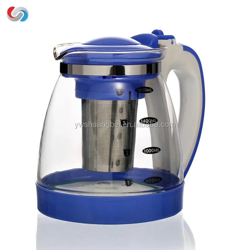 1800ML Modern Glass Measuring Teapot Infuser for Loose Leaf and Blooming Tea