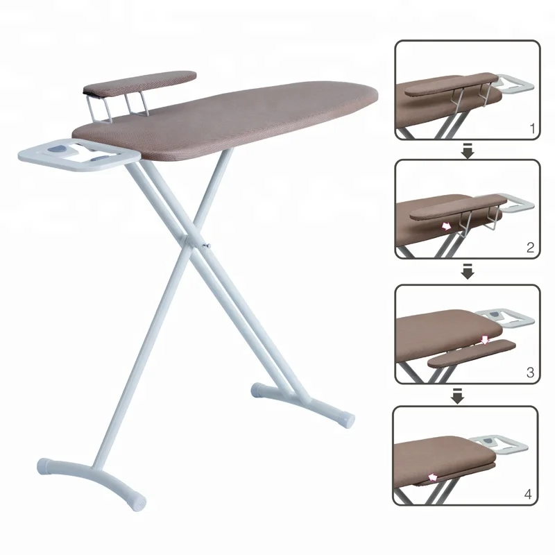 Adjustable Height Mesh Ironing Table with Iron Holder