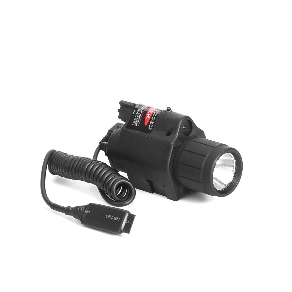 Tactical White LED Flashlight Red Laser Sight Combo For 20mm Picatinny Rail 