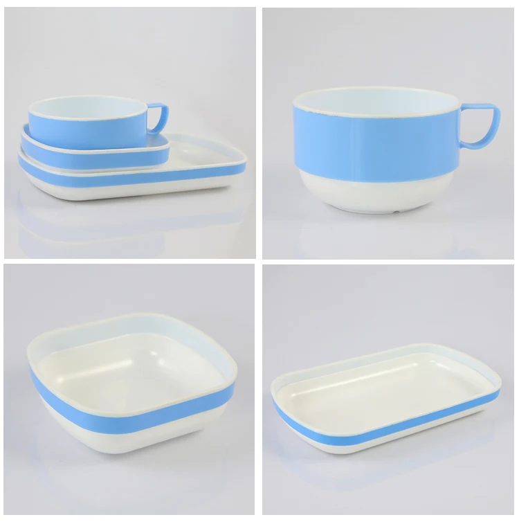 FS Inflight Blue Reusable Tableware Plastic Airline Meal Set