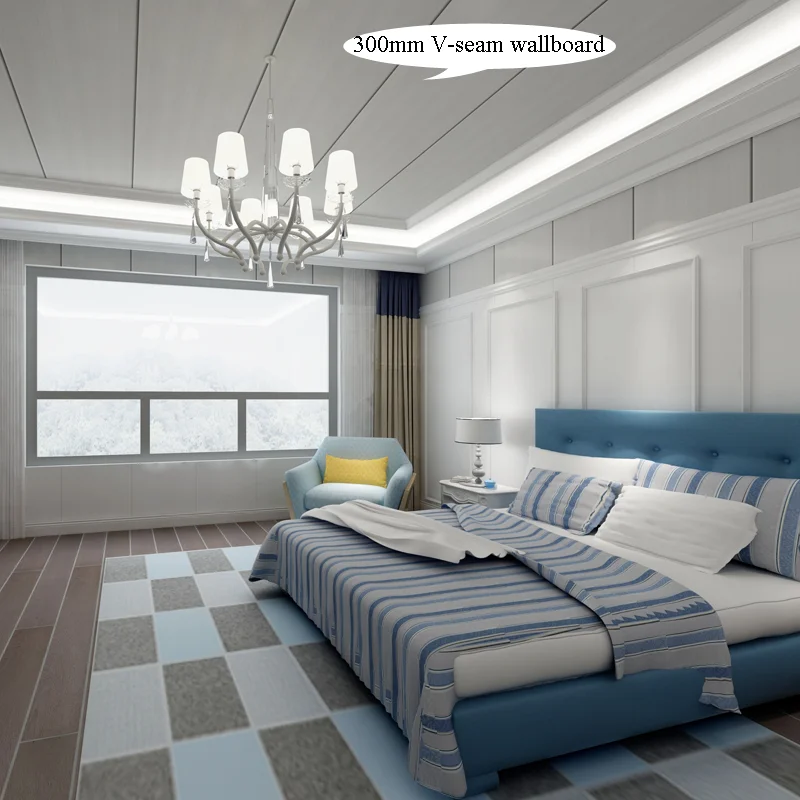 Building Material Interior Waterproof Fireproof 600mm V-seam WPC Wall Panel Ceiling