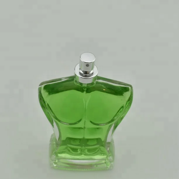 perfume con botella en forma de cuerpo de hombre