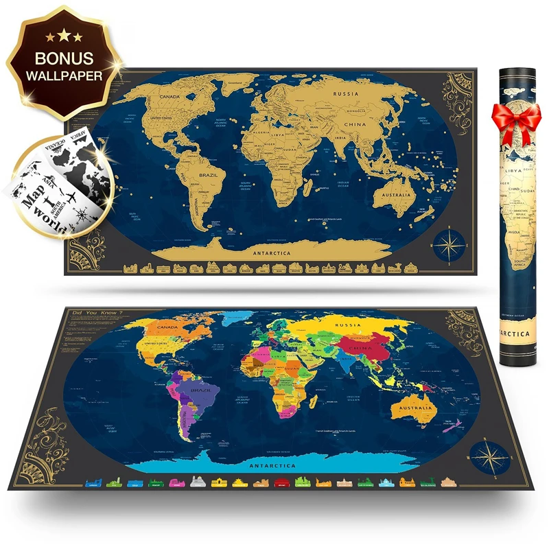 米国の州のボーナス風光明媚なスポットウォールステッカーと地図郵送チューブで世界地図のポスターをスクラッチしてあなたの冒険を追跡してください Buy 世界地図ポスターで米国米国ボーナス風光明媚なスポットウォールステッカーと地図郵送管トラックあなたの冒険