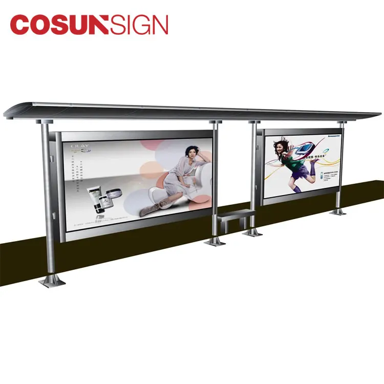 Roadside Advertising Prefabricated Solar Modern Bus Station Shelter Design