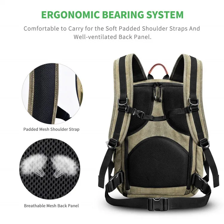 2019 водонепроницаемый холщовый рюкзак для ноутбука и камеры