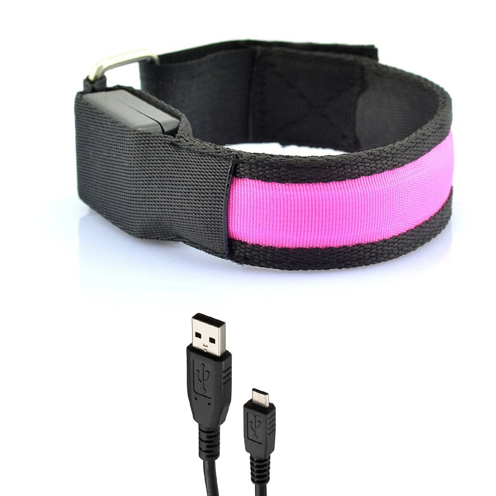 Adjustable Fashion LED Sleek Runners LED Flashing Band Arm Strap Pink New 