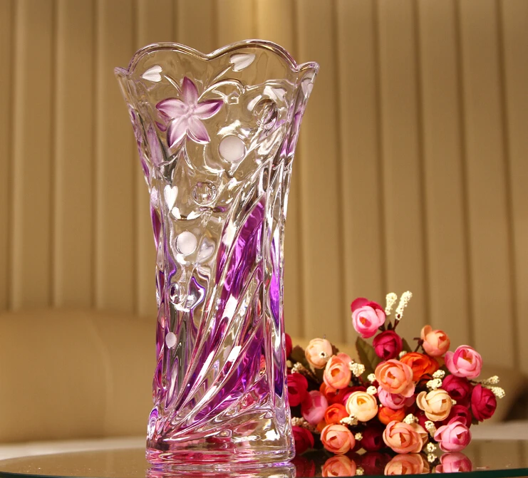 Classy Colored Glass Vase With Elegant Embossed Design, Wedding Glass Fiber Vase Walkway Stand for Wedding Decoration