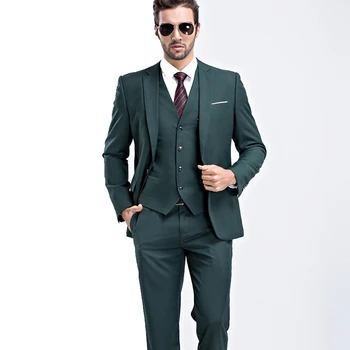 3 Pieces Slim Fit Army Green Men Suit Party Prom Tuxedo Men's Casual ...