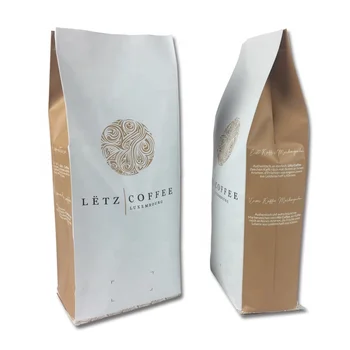 coffee side gusset block bottom bag K-seal one way valve coffee packaging bag with valve