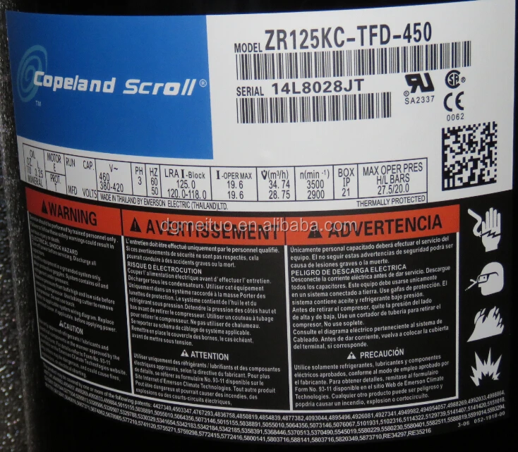 Copeland Scroll Compressor ZR81KC-TFD-250 