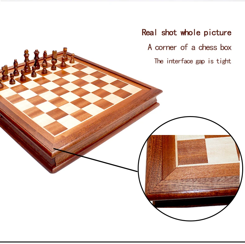 Schach Schachspiel Hölzerne Schachbox Schachbrett Schach-Stück  Aufbewahrungsbox Mit Schublade 16 Slot Eingebautes Speicherfach Für  Schach-Set-Spiel