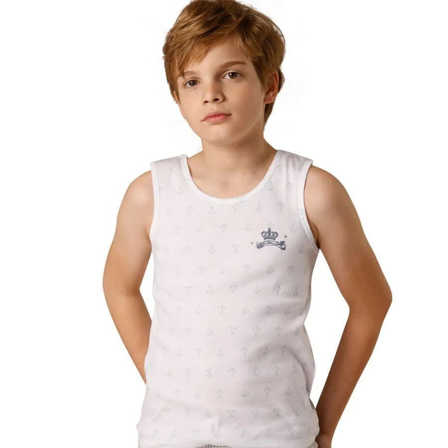 
Летний детский жилет без рукавов для мальчиков, хлопковая майка 