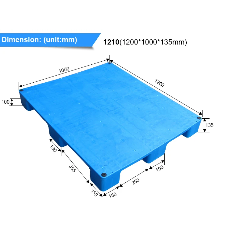 Cheap euro flat top floor stacking blue hdpe plastic pallet