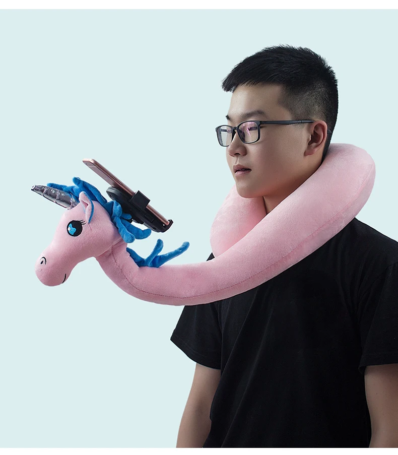 Wholesale Travel Neck Pillow With Cell Phone Stand Holder Buy Giraffe