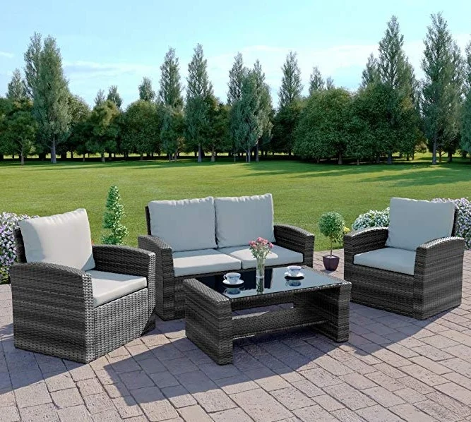 rattan garden furniture dark grey