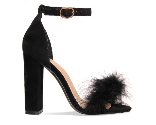 block heels with fur