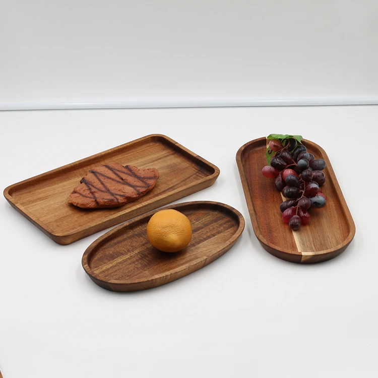 Rectangle Wood square Shape  Serving Wooden Food Plate Bread Wood Tray for Cake