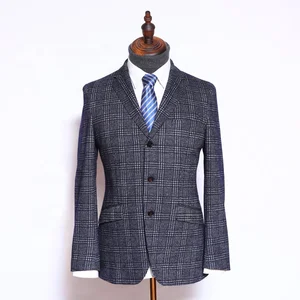 OEM Men's Indian Wedding Business Ceremonial Suits Grey Plaid Tailor-Made Single Breasted Zipper Fly Flat Plus Size Breathable