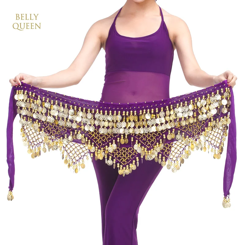 Бархатный набедренный платок для танца живота Пояс с монетами bellyqueen