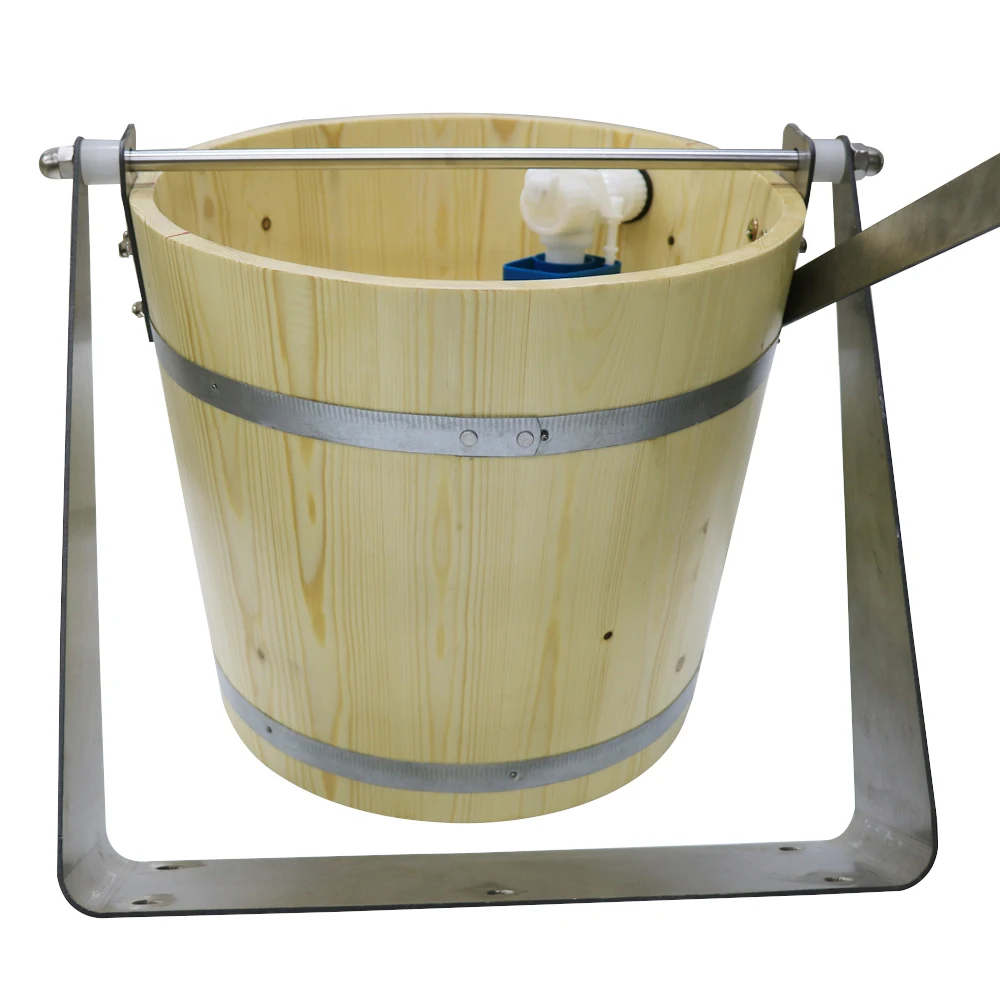 Sauna Shower Bucket Including Mechanism of Water Filling and Holder for Ceiling or Wall Assembly