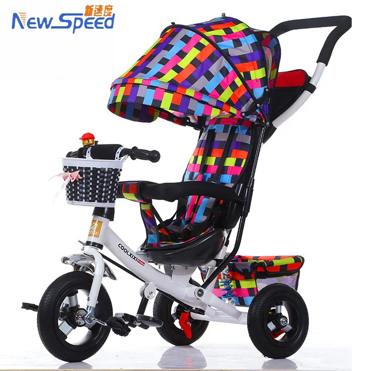 NewSpeed Rotating 360 Degrees Kids Tricycle Bike Mother and Baby Stroller Tricycle