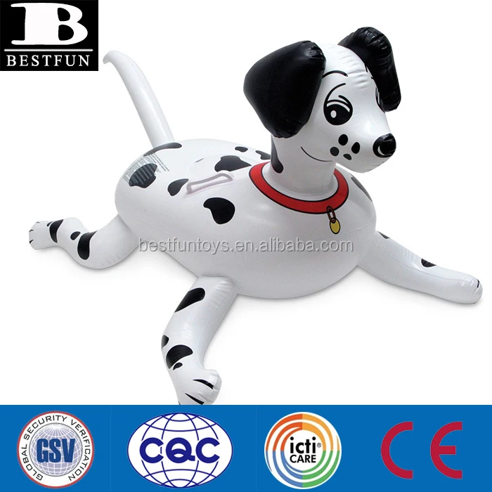Durable PVC Custom Inflatable Dalmatian Dog Pool Rider Float Kids Dog Pool Float Seat Water Swimming Ride-on Toys