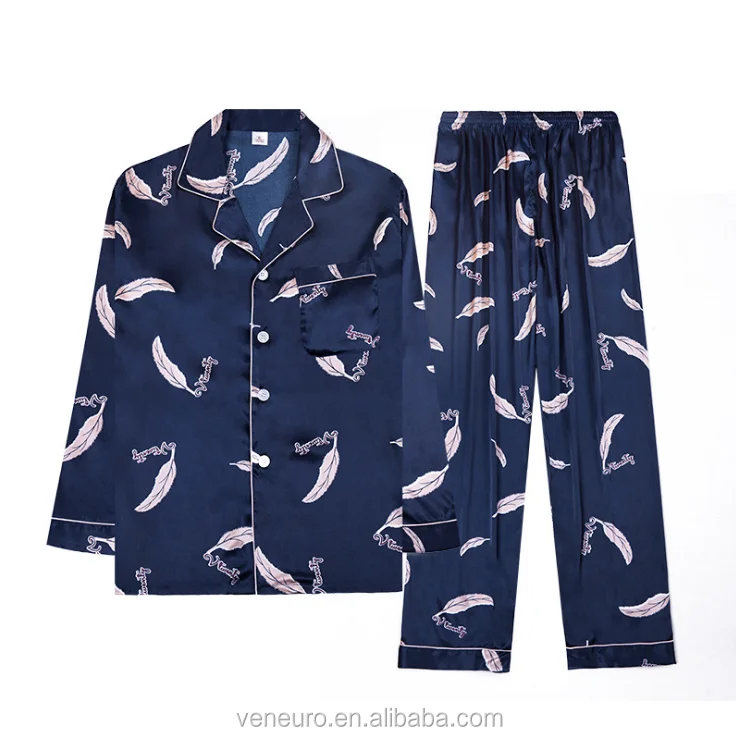 Mens Fashion Silk Polyester Sleepwear 