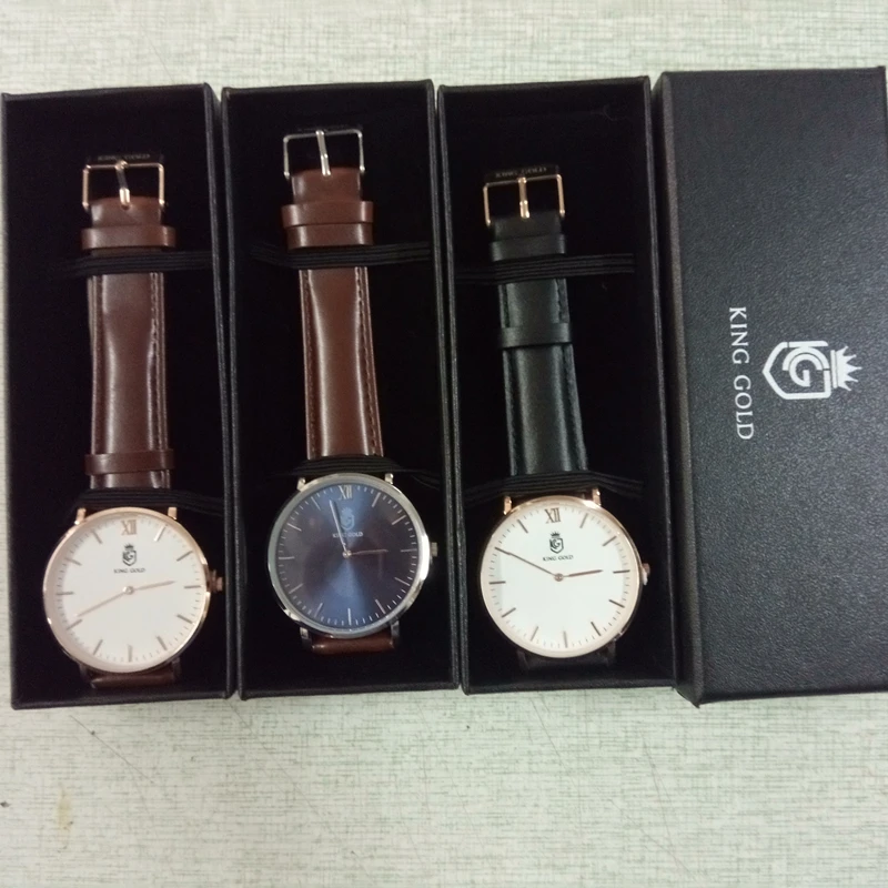Customized OEM Classic Watch Personal Name Branding Custom Logo Watch Genuine Leather Men Wrist Watch