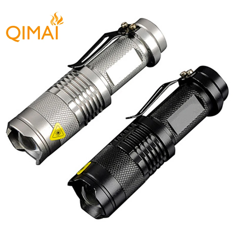 3 Modes SK68 14500 Element 3 Watt Rechargeable Red Zoom Aluminum Mini Led Flashing Pocket Clip Mini Torch Light