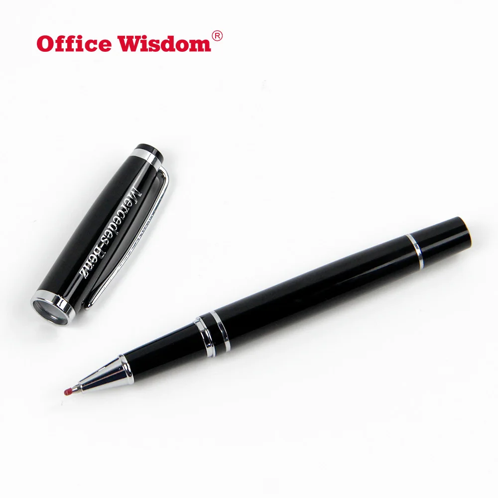 Business Promotion Gift High End Classic Black Metal Roller Ball Pen with  Silm Gel Rolling Ball Refill Waterproof Ink Fine Tip