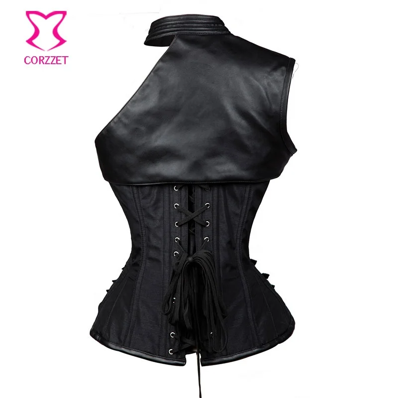 Corzzet Vintage Gothic Clothing Shoulder Sleeveless Armor Korsett Set Victorian Steampunk Burlesque Corset for Punk Women & Men