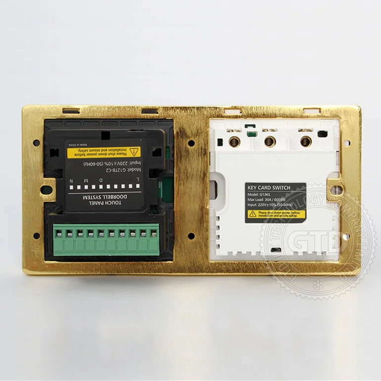 Gold Frame Time Delay RF Card Switch With DND Touch Control Panel Wall Switch