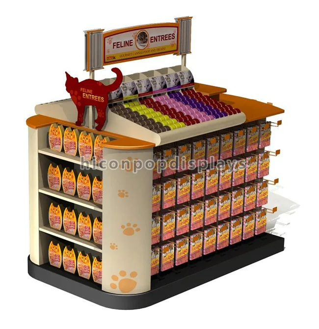 Free Standing Retail Fixture House Shape 4way Pet Shop Pet Food Cat