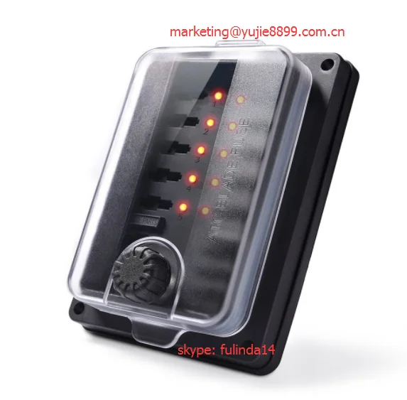 ATO/ATC Blade Fuse Block (IP56 Waterproof, 250A 10-Circuit) w/ Led Indicator, 6 Spare Fuse Holders, غطاء