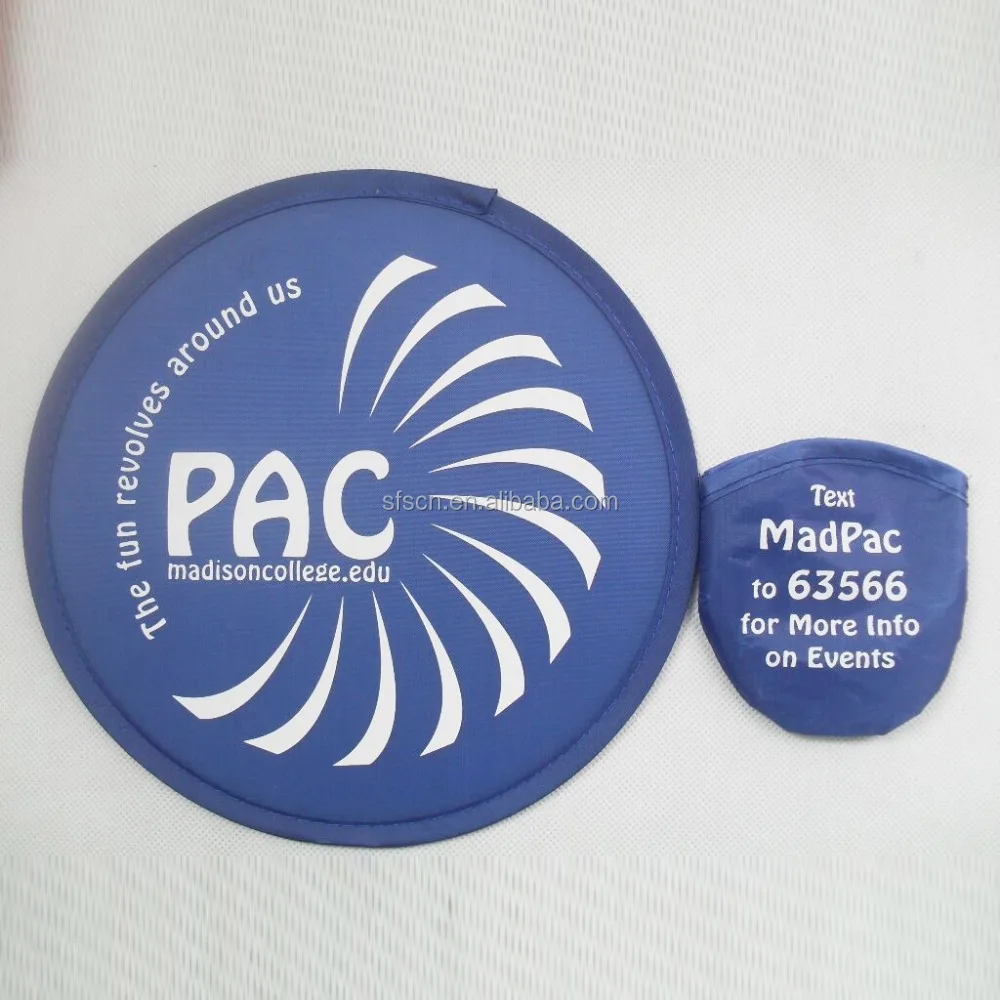 Customized Printed Promotional Folding Fan Foldable Nylon Disc Frisbee Flying Disc Made from Durable Polyester Fabric