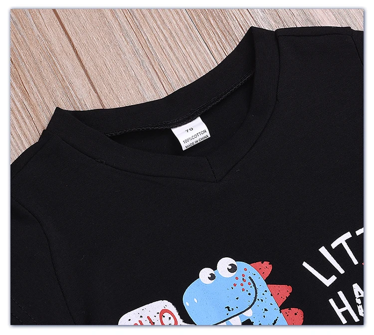 
Детская одежда для мальчиков летние милые хлопковые шорты с принтом динозавра с коротким рукавом комплект 